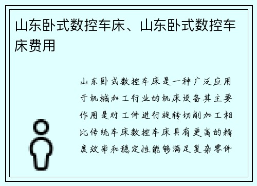 山东卧式数控车床、山东卧式数控车床费用